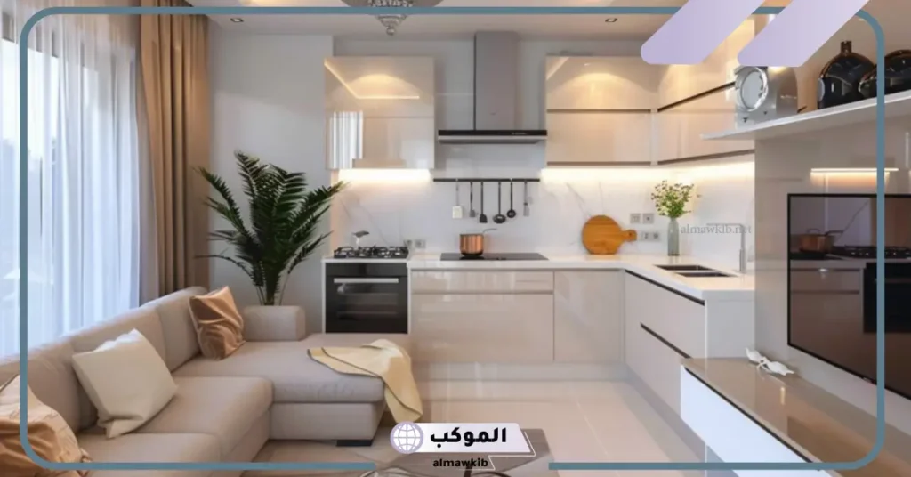 أجمل مطابخ مفتوحه على الصاله للشقق "مطابخ أمريكاني" 8 بار مطبخ مفتوح على الصالة