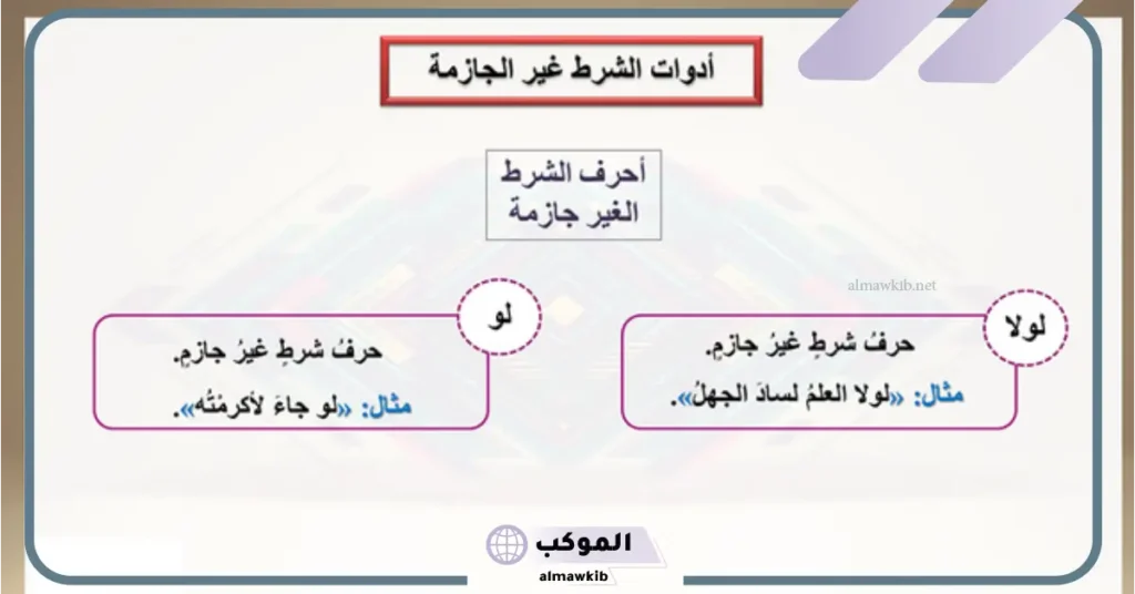 ادوات الشرط الجازمة والغير جازمة بالإعراب 7 أدوات الشرط غير الجازمة مع أمثلة