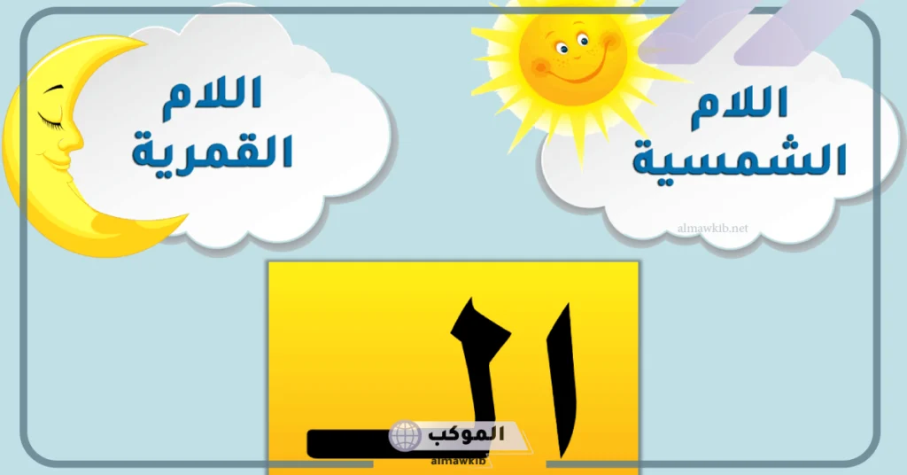 ما الفرق بين اللام القمرية واللام الشمسية للأطفال 6 كلمات اللام الشمسية والقمرية
