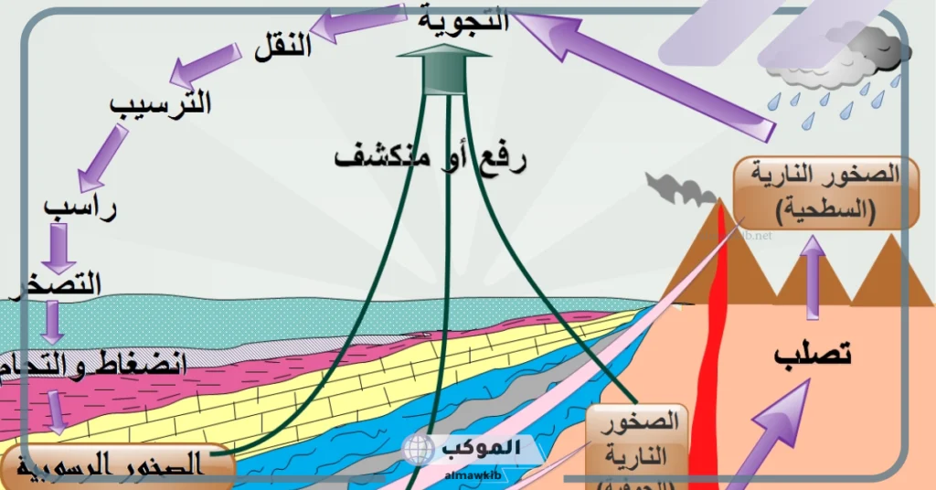 دورة الصخور بالعربي والإنجليزي.. أنواع الصخور 6 الصخور الرسوبية