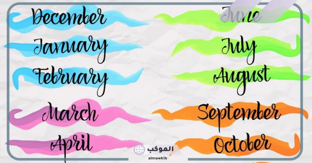 ترتيب الأشهر بالإنجليزي 