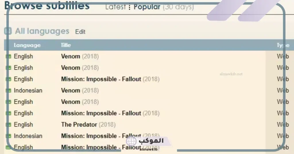 موقع ترجمة افلام بديل subscene
