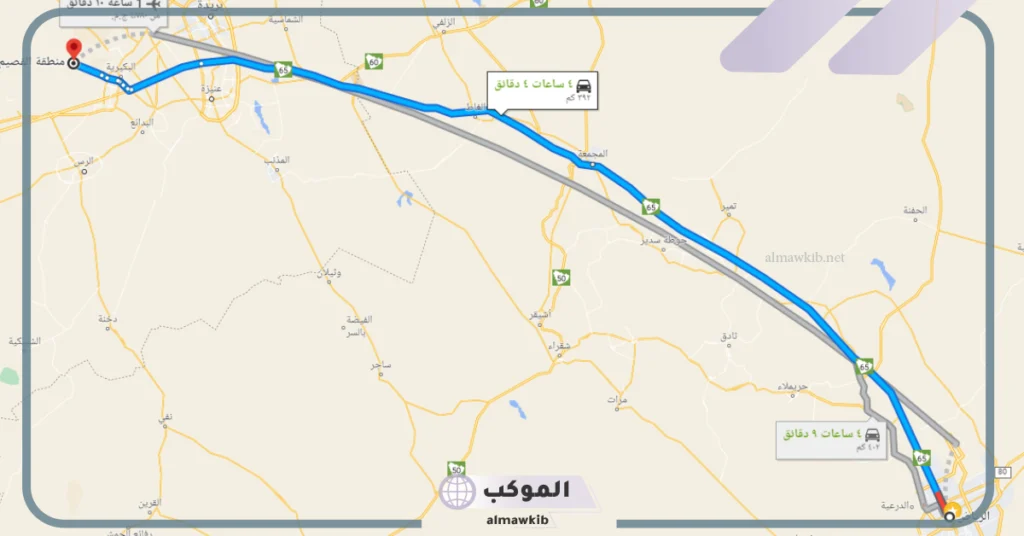 كم تبعد القصيم عن الرياض بالسيارة 