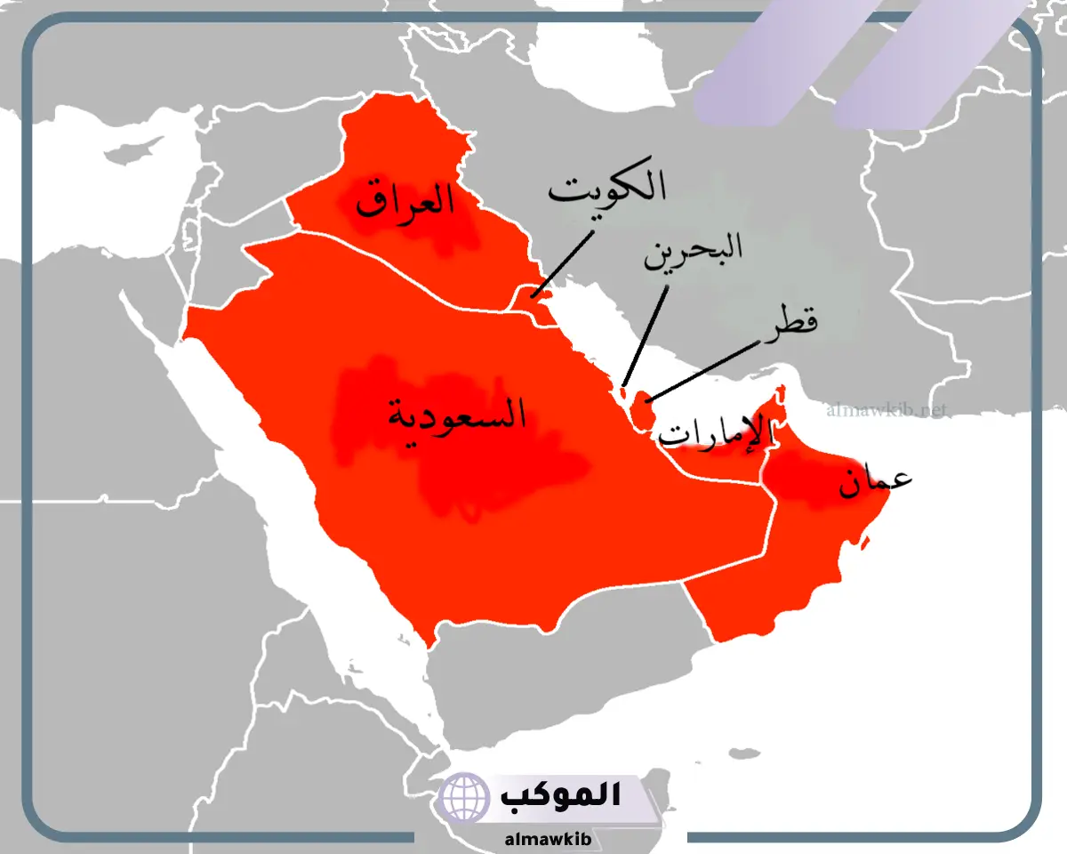 خريطة دول الخليج