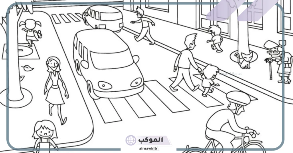 رسومات عن المرور والسلامة المرورية للتلوين جاهزة 6 رسومات عن المرور